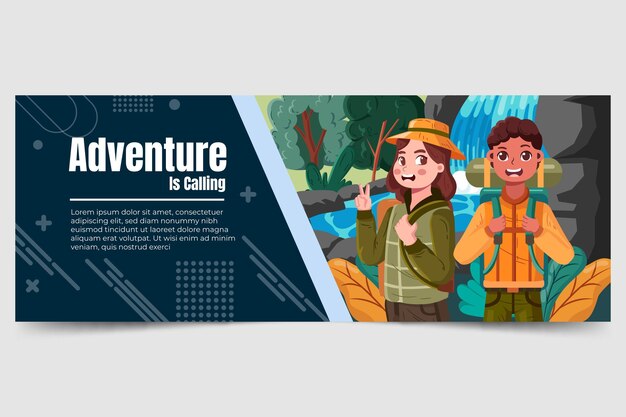 Free vector hand drawn adventure social media cover template