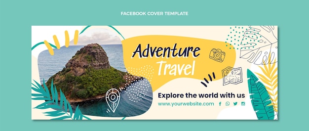 Hand drawn adventure travel facebook cover