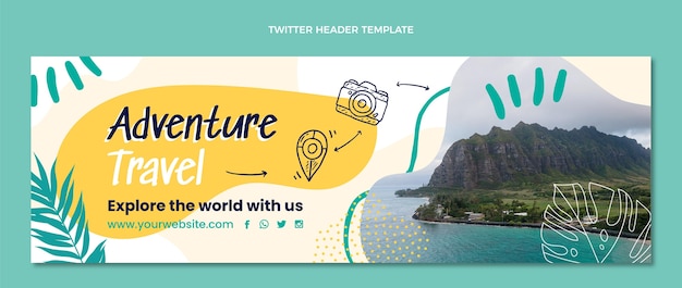 Hand drawn adventure travel twitter header