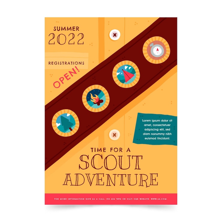 Free Vector hand drawn adventure vertical flyer template