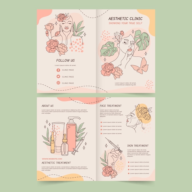 Free vector hand drawn aesthetic medicine brochure template design