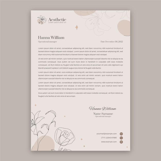 hand drawn aesthetic medicine letterhead template