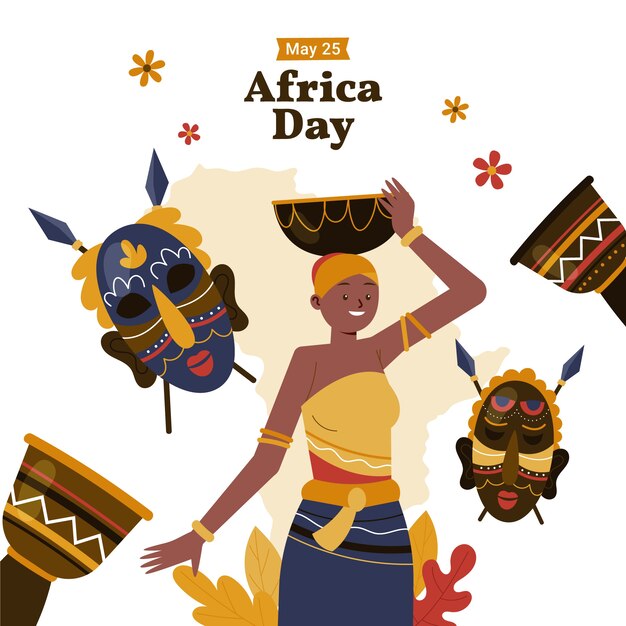 Hand drawn africa day illustration