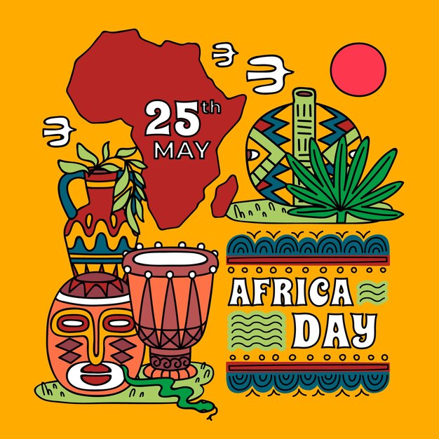 Hand drawn africa day illustration