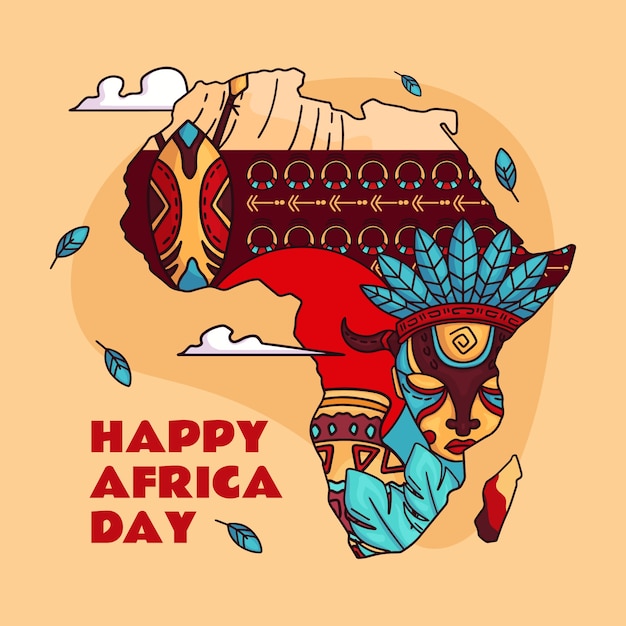 손으로 그린 아프리카의 날 그림