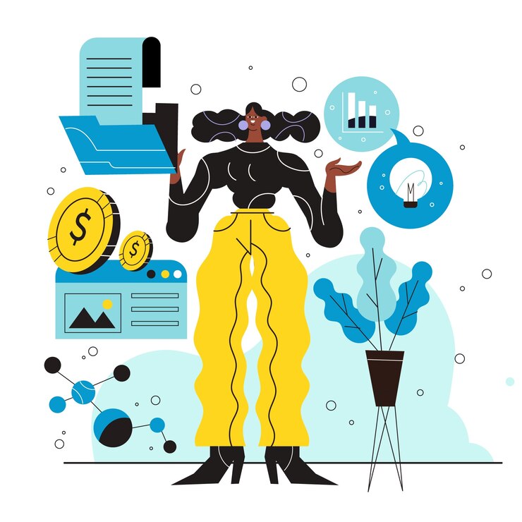 Free Vector hand drawn african american businesswoman cartoon illustration