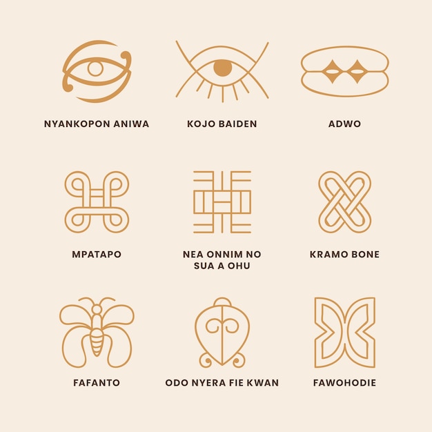 Free vector hand drawn african symbol set