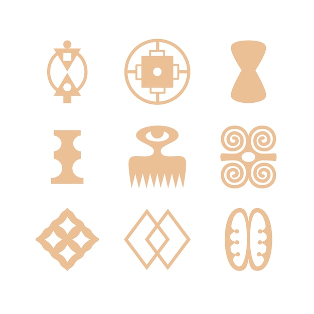 Free vector hand drawn african  symbol set