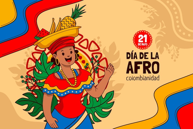 Vettore gratuito sfondo afrocolombianidad disegnato a mano