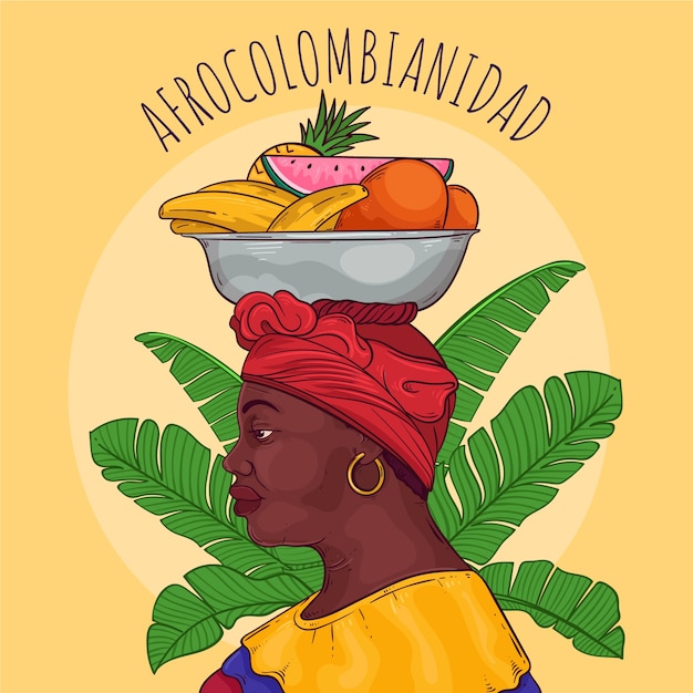 Hand drawn afrocolombianidad illustration