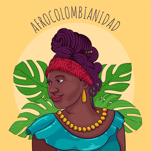 Vettore gratuito illustrazione di afrocolombianidad disegnata a mano