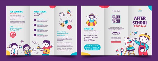 Hand drawn after school activities brochure