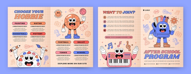 Hand drawn after school activities brochure
