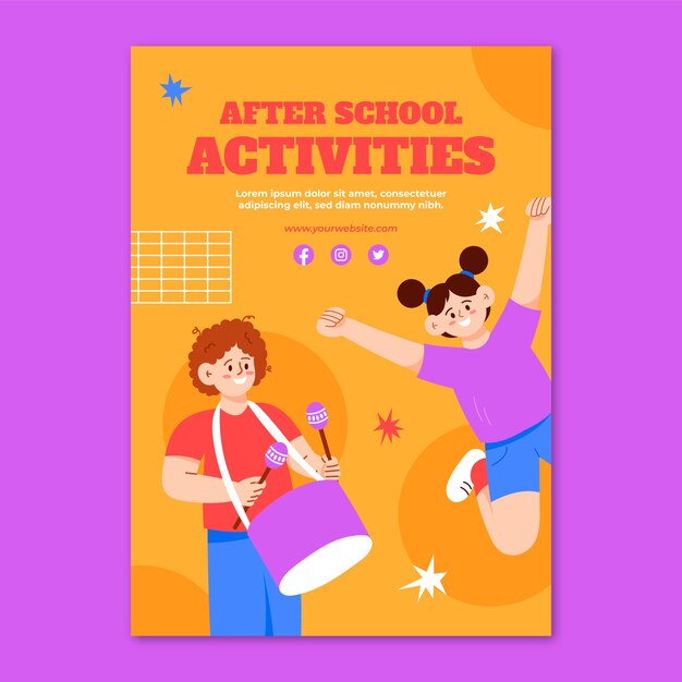 Hand drawn after school activities poster