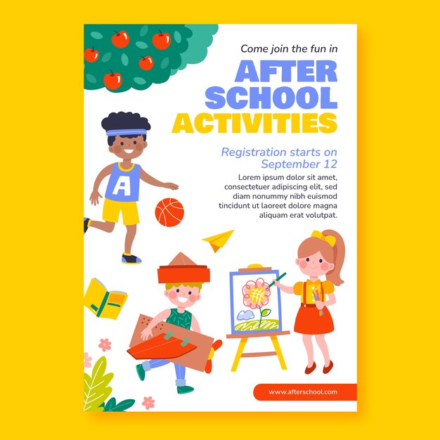 Hand drawn after school poster template