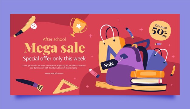 Free vector hand drawn after school sale banner