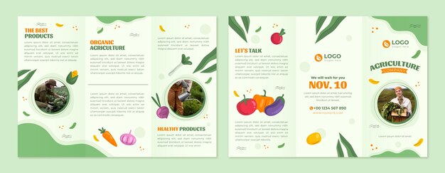 Hand drawn agriculture company brochure template