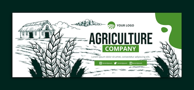 Free vector hand drawn agriculture company facebook cover template