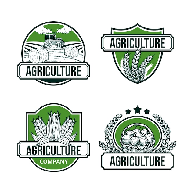 Free vector hand drawn agriculture company labels template