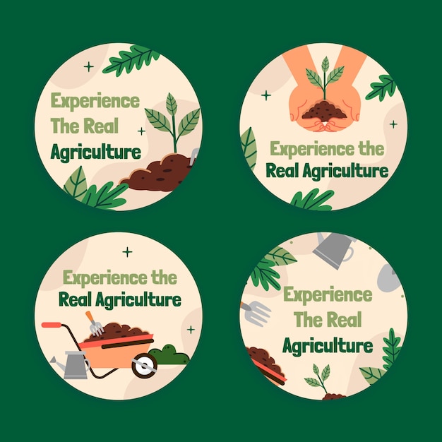 Бесплатное векторное изображение Нарисованные вручную этикетки сельскохозяйственных компаний