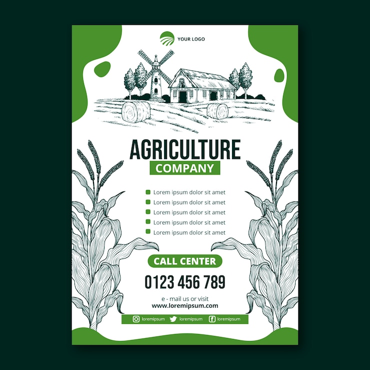 Free Vector hand drawn agriculture template