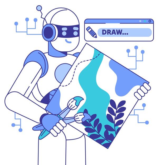 hand drawn  ai generating artworks illustration