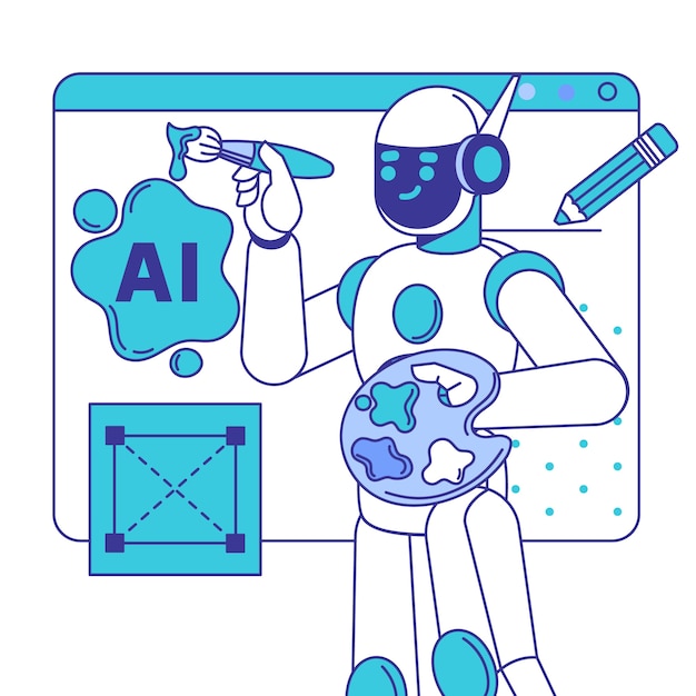 Hand drawn  ai generating artworks illustration