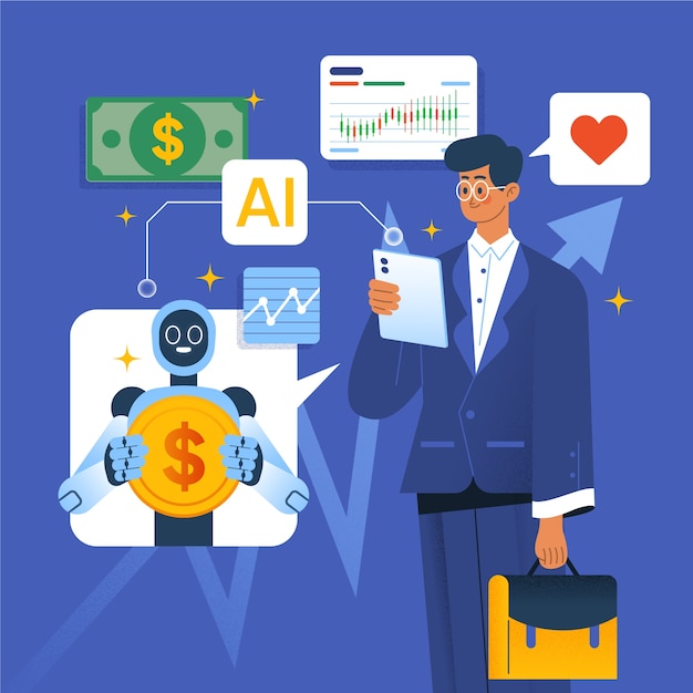 Free vector hand drawn ai investing illustration