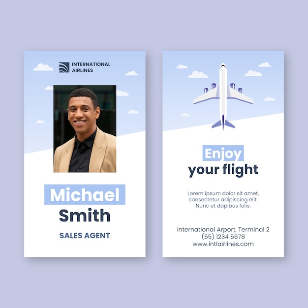 Free vector hand drawn airline company id card