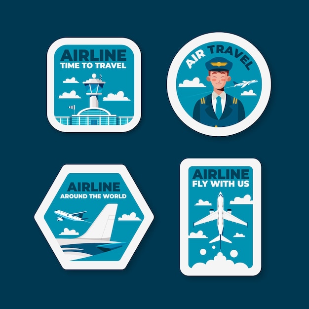 Hand drawn airline company labels