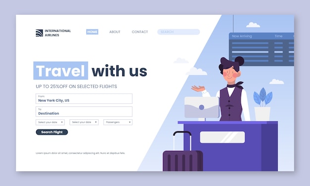 Hand drawn airline company landing page