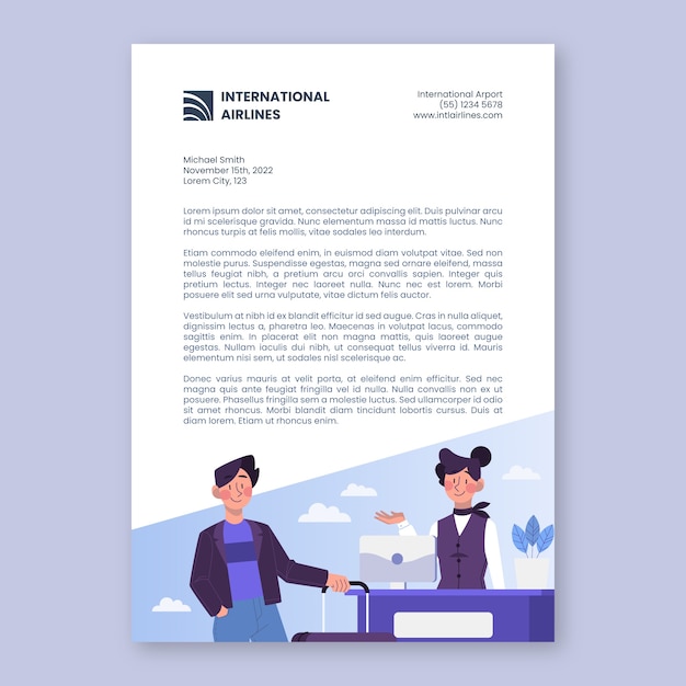 Free vector hand drawn airline company letterhead