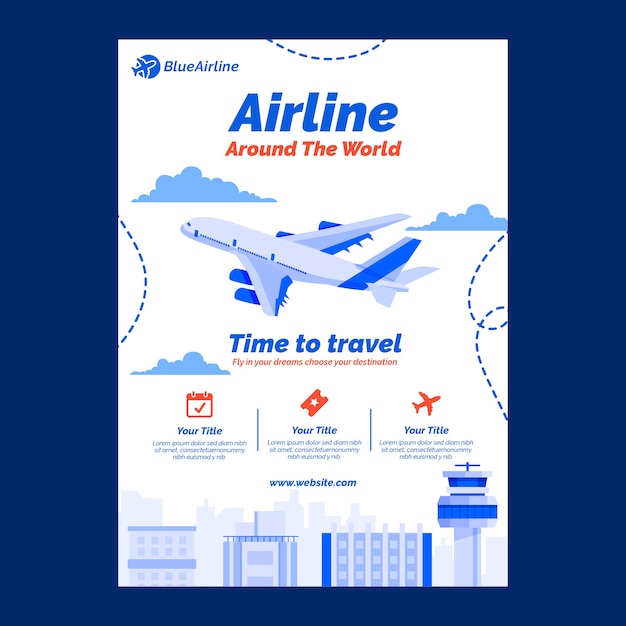 Hand drawn airline company poster