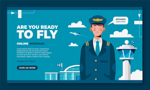 Free vector hand drawn airline company webinar template