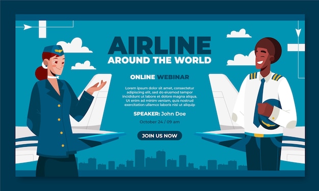 Free vector hand drawn airline company webinar