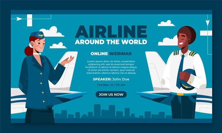 Free Vector hand drawn airline company webinar