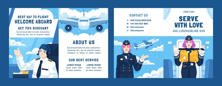 Free Vector hand drawn airline service brochure