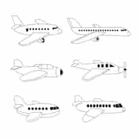 Vettore gratuito illustrazione del profilo dell'aeroplano disegnato a mano