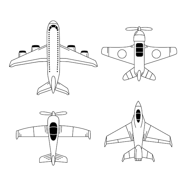 Vettore gratuito illustrazione del profilo dell'aeroplano disegnato a mano