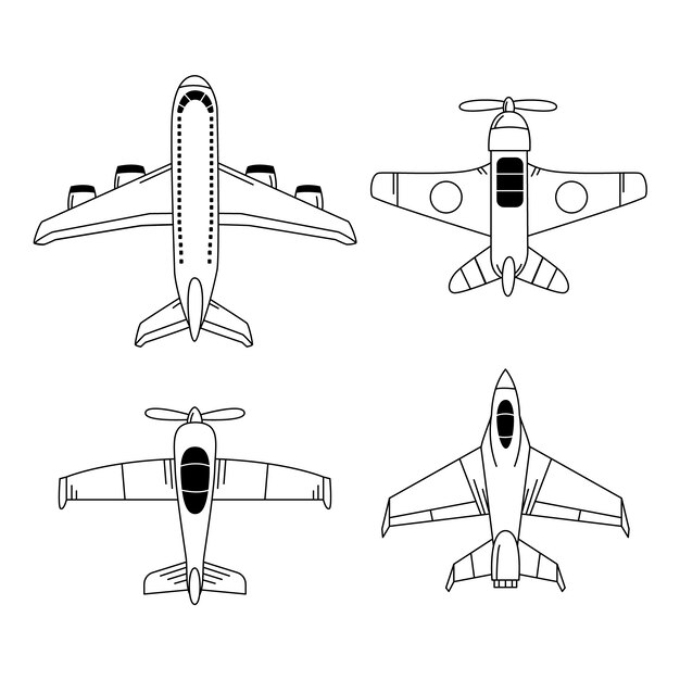 Hand drawn airplane outline illustration