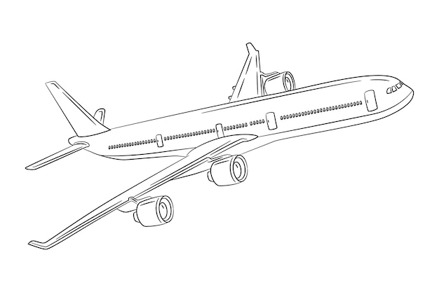 손으로 그린 비행기 개요 그림