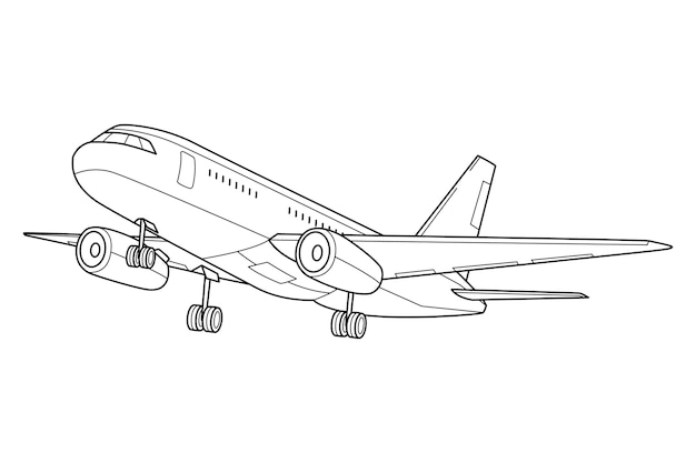 Hand drawn airplane outline illustration