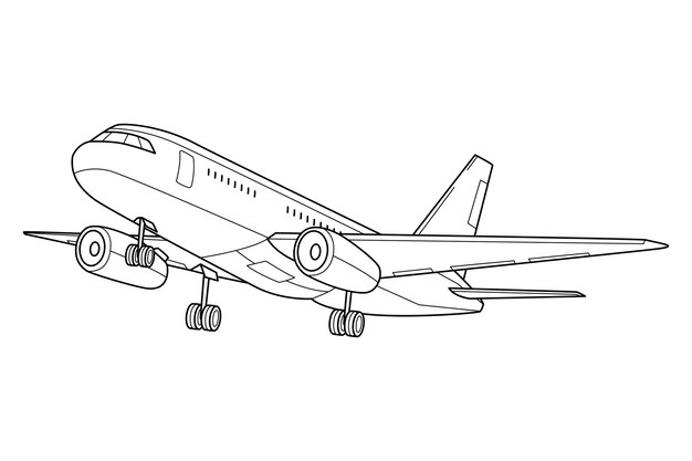 Hand drawn airplane outline illustration