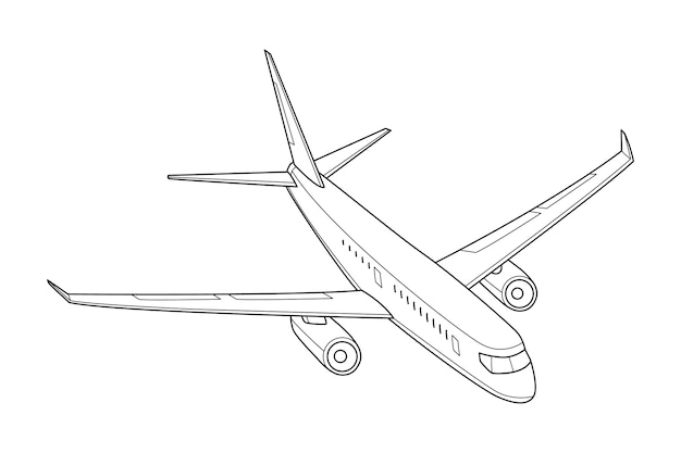 Hand drawn airplane outline illustration