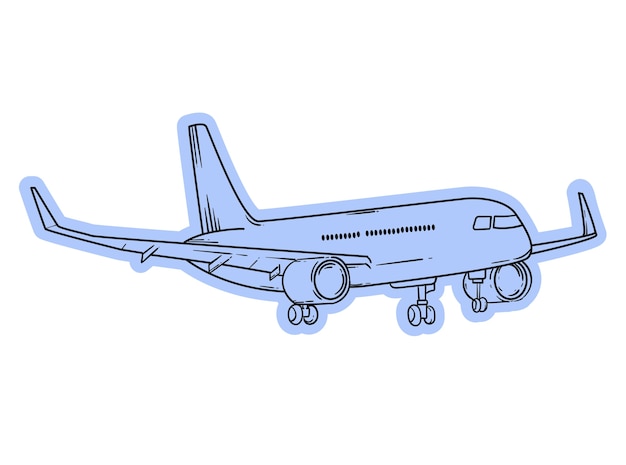 Hand drawn airplane outline illustration