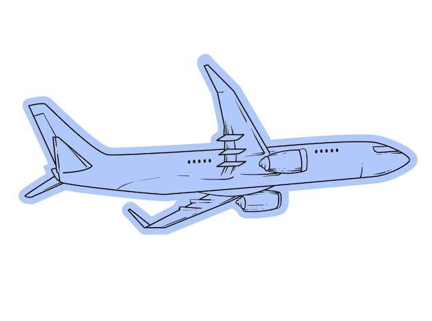 Hand drawn airplane outline illustration