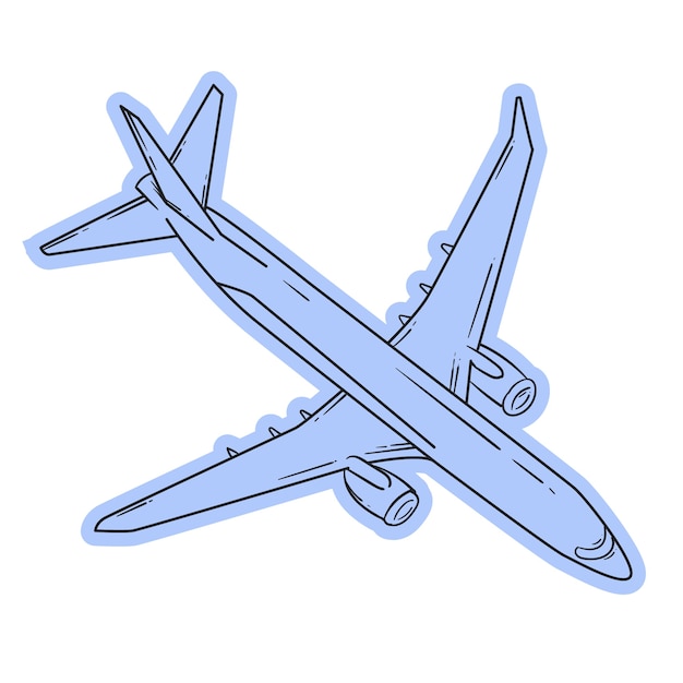 Illustrazione del profilo dell'aeroplano disegnato a mano