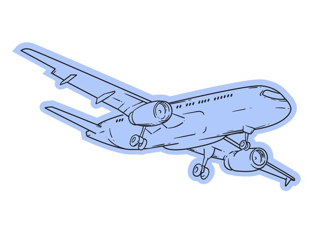 Hand drawn airplane outline illustration