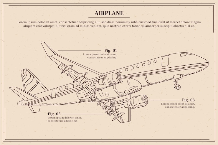 Free Vector hand drawn airplane outline illustration