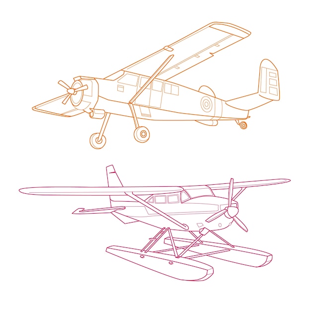 Hand drawn airplane outline illustration